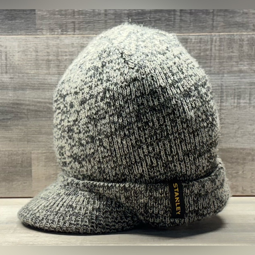 Stanley Speckled Gray Knit Workwear Brimmed Beanie Winter Hat Cap